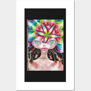 Spring Carnival Girl Alien Op-Art Posters and Art